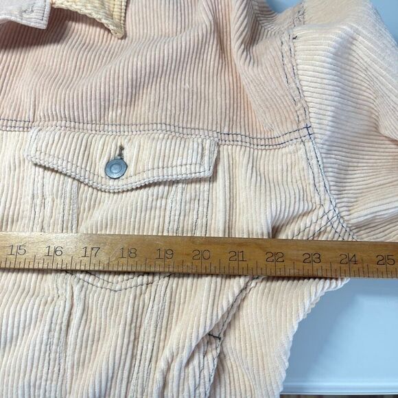Asos Pink Yellow Tan Color Block Corduroy Cotton Trucker Jacket Size Small - Picture 9 of 10